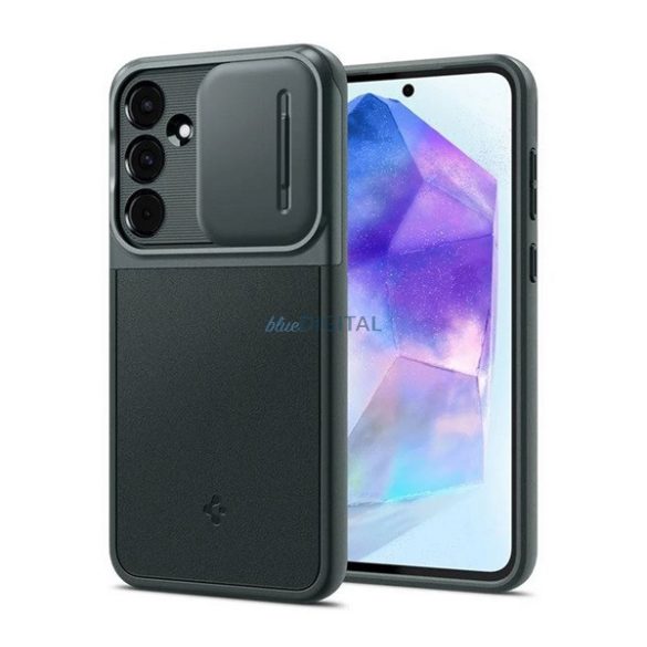 SPIGEN OPTIK ARMOR műanyag telefonvédő (szilikon keret, kameravédő) SÖTÉTZÖLD Samsung Galaxy A55 5G (SM-A556)