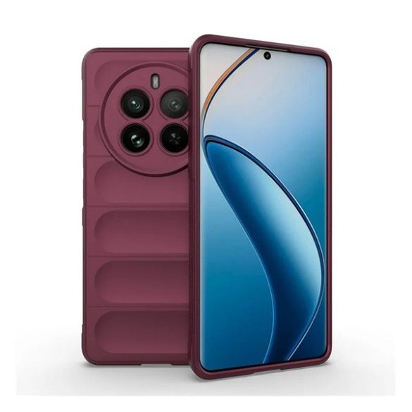 Szilikon telefonvédő (ütésállóság, kameravédő, 3D) BORDÓ Realme 12 Pro Plus, 12 Pro