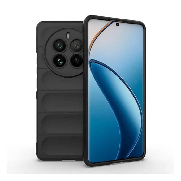 Szilikon telefonvédő (ütésállóság, kameravédő, 3D) FEKETE Realme 12 Pro Plus, 12 Pro