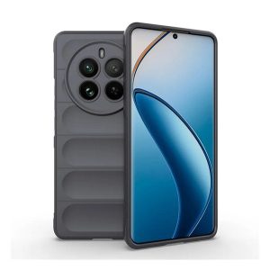 Szilikon telefonvédő (ütésállóság, kameravédő, 3D) SÖTÉTSZÜRKE Realme 12 Pro Plus, 12 Pro