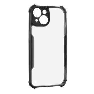 Szilikon telefonvédő (ütésállóság, légpárnás sarok, akril hátlap, kameravédő) FEKETE iPhone 13