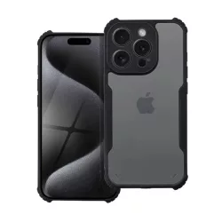   Szilikon telefonvédő (ütésállóság, légpárnás sarok, akril hátlap, kameravédő) FEKETE iPhone 15 Pro