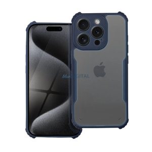 Szilikon telefonvédő (ütésállóság, légpárnás sarok, akril hátlap, kameravédő) SÖTÉTKÉK Apple iPhone 15 Pro Max