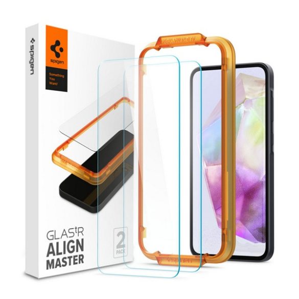 SPIGEN ALM FC képernyővédő üveg 2db (2.5D, extra karcálló, 9H, ultravékony, színkiemelés) ÁTLÁTSZÓ Samsung Galaxy A35 5G (SM-A356)