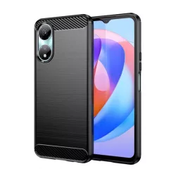   Szilikon telefonvédő (ütésállóság, légpárnás sarok, szálcsiszolt, karbon minta) FEKETE Honor X7b