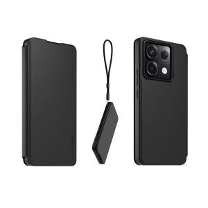 MADE FOR XIAOMI tok álló, bőr hatású (FLIP, oldalra nyíló, kártyazseb + nyakpánt) FEKETE Xiaomi Poco X6 5G, Redmi Note 13 Pro 5G