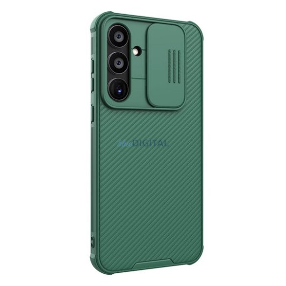 NILLKIN CAMSHIELD PRO műanyag telefonvédő (szilikon keret, ütésállóság, kameravédő, csíkos) SÖTÉTZÖLD Samsung Galaxy A55 5G (SM-A556)