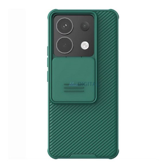 NILLKIN CAMSHIELD PRO műanyag telefonvédő (szilikon keret, ütésállóság, kameravédő, csíkos) SÖTÉTZÖLD Xiaomi Poco X6 5G, Redmi Note 13 Pro 5G