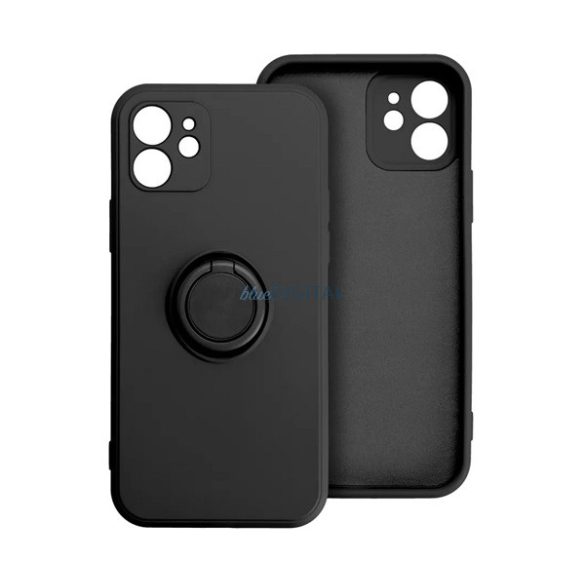 Szilikon telefonvédő (tartógyűrű, mikrofiber plüss belső, mágneses, kameravédő) FEKETE Xiaomi Redmi Note 13 4G