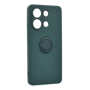 Szilikon telefonvédő (tartógyűrű, mikrofiber plüss belső, mágneses, kameravédő) SÖTÉTZÖLD Xiaomi Redmi Note 13 4G