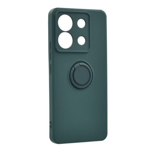 Szilikon telefonvédő (tartógyűrű, mikrofiber plüss belső, mágneses, kameravédő) SÖTÉTZÖLD Xiaomi Poco X6 5G, Redmi Note 13 Pro 5G