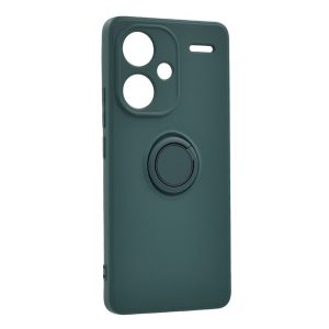 Szilikon telefonvédő (tartógyűrű, mikrofiber plüss belső, mágneses, kameravédő) SÖTÉTZÖLD Xiaomi Redmi Note 13 Pro Plus 5G