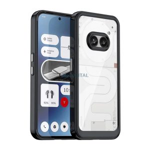 Műanyag telefonvédő (szilikon keret, ütésállóság, átlátszó hátlap) FEKETE Nothing Phone (2a)