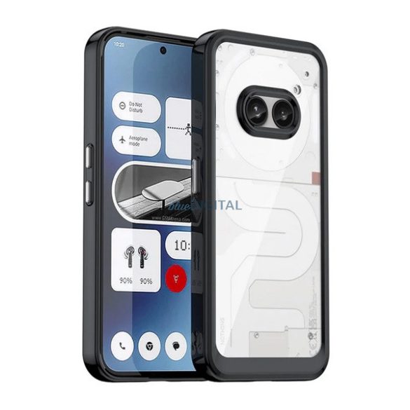 Műanyag telefonvédő (szilikon keret, ütésállóság, átlátszó hátlap) FEKETE Nothing Phone (2a)