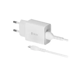   DEVIA SMART hálózati töltő 2 USB aljzat (12W + lightning kábel) FEHÉR