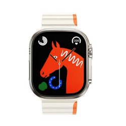   HOCO AS102 pótszíj (egyedi méret, nagy, szilikon, 3D, mágneses) FEHÉR/NARANCSSÁRGA Apple Watch Ultra 2 49mm,Watch Ultra 49mm,Watch Series 9 45mm