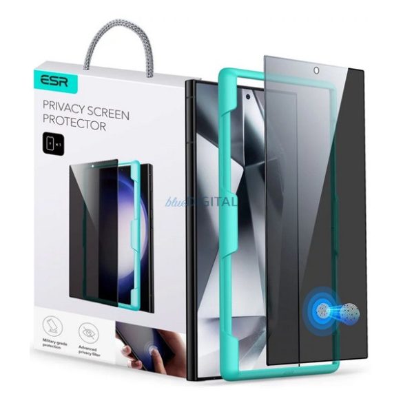 ESR képernyővédő üveg (2.5D, 0.33mm, 9H, betekintés védelem + segédkeret) FEKETE Samsung Galaxy S24 Ultra (SM-S928)