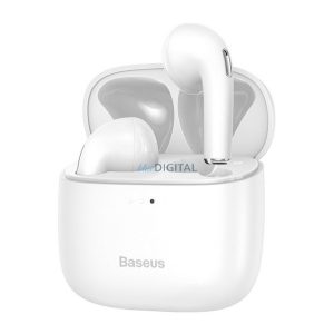 BASEUS BOWIE E8 bluetooth fülhallgató SZTEREO (v5.0, TWS, mikrofon, zajszűrő, cseppálló + töltőtok) FEHÉR