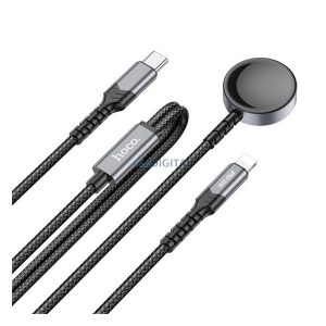 HOCO töltőkábel 2in1 (Type-C - lightning/Apple Watch töltő, wireless, 20W, PD gyorstöltő, 120cm) FEKETE