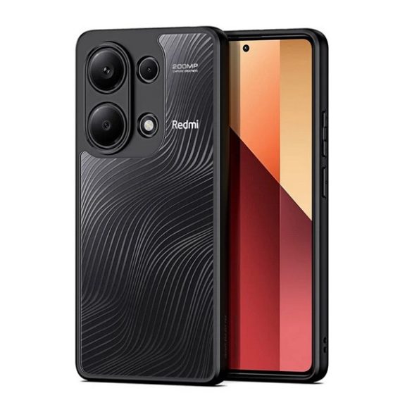 DUX DUCIS AIMO műanyag telefonvédő (ütésállóság, szilikon keret, kameravédő, matt, hullám) FEKETE Xiaomi Poco M6 Pro LTE, Redmi Note 13 Pro 4G