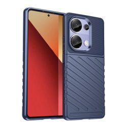   Szilikon telefonvédő (ütésállóság, csíkos, dombor minta) SÖTÉTKÉK Xiaomi Poco M6 Pro LTE, Redmi Note 13 Pro 4G