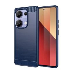   Szilikon telefonvédő (ütésállóság, légpárnás sarok, szálcsiszolt, karbon minta) SÖTÉTKÉK Xiaomi Poco M6 Pro LTE, Redmi Note 13 Pro 4G