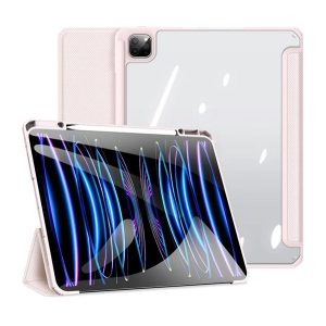 DUX DUCIS TOBY tok álló, bőr hatású (aktív FLIP, oldalra nyíló, TRIFOLD, asztali tartó, ceruza tartó) RÓZSASZÍN Apple IPAD Pro 13 (2024)