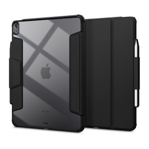 SPIGEN AIR SKIN PRO tok álló, ECO bőr hatású (aktív FLIP, oldalra nyíló, TRIFOLD, asztali tartó, ceruza tartó) FEKETE Apple IPAD Air 13 (2024)