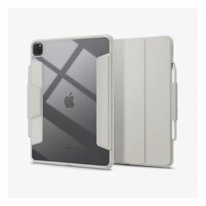 SPIGEN AIR SKIN PRO tok álló, ECO bőr hatású (aktív FLIP, oldalra nyíló, TRIFOLD, asztali tartó, ceruza tartó) SZÜRKE Apple IPAD Pro 13 (2024)