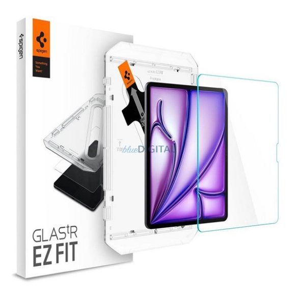 SPIGEN EZ FIT HD képernyővédő üveg (2.5D, tokbarát, ultravékony, 0.2mm, 9H + segédkeret) ÁTLÁTSZÓ Apple IPAD Air 13 (2024)