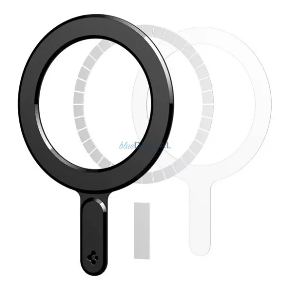 SPIGEN ONETAP RING öntapadós fémlap (mágneses autós tartóhoz ideális, wireless, MagSafe, karbon minta) FEKETE