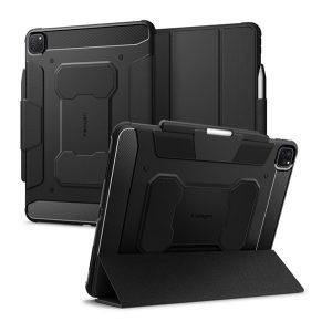 SPIGEN RUGGED ARMOR PRO tok álló (aktív FLIP, ütésállóság, TRIFOLD, asztali tartó, ceruza tartó) FEKETE Apple IPAD Pro 11 (2024)