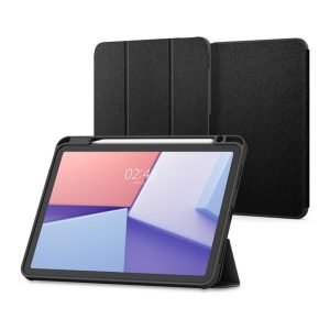 SPIGEN URBAN FIT tok álló (FLIP, oldalra nyíló, TRIFOLD, asztali tartó, ceruza tartó, textil minta) FEKETE Apple IPAD Air 2020 (Air 4), IPAD Air 2022, IPAD Pro 11 (2018)