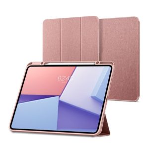 SPIGEN URBAN FIT tok álló (FLIP, oldalra nyíló, TRIFOLD, asztali tartó, ceruza tartó, textil minta) ROZÉARANY Apple IPAD Pro 13 (2024)