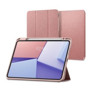 SPIGEN URBAN FIT tok álló (FLIP, oldalra nyíló, TRIFOLD, asztali tartó, ceruza tartó, textil minta) ROZÉARANY Apple IPAD Pro 11 (2024)