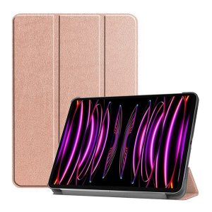 Tok álló, bőr hatású (aktív FLIP, oldalra nyíló, TRIFOLD, asztali tartó) ROZÉARANY Apple IPAD Air 13 (2024)