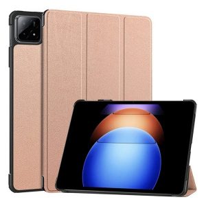 Tok álló, bőr hatású (aktív FLIP, oldalra nyíló, TRIFOLD, asztali tartó) ROZÉARANY Xiaomi Pad 6S Pro