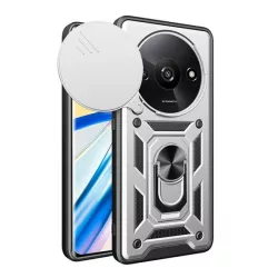   Defender műanyag telefonvédő (ütésállóság, szilikon belső, tartógyűrű, kameravédő) EZÜST Xiaomi Redmi A3