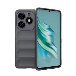   Szilikon telefonvédő (ütésállóság, kameravédő, 3D) SÖTÉTSZÜRKE Tecno Spark 20