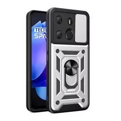  Defender műanyag telefonvédő (ütésállóság, szilikon belső, tartógyűrű, kameravédő) EZÜST Tecno Spark Go 2023
