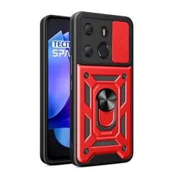   Defender műanyag telefonvédő (ütésállóság, szilikon belső, tartógyűrű, kameravédő) PIROS Tecno Spark Go 2023