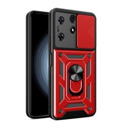   Defender műanyag telefonvédő (ütésállóság, szilikon belső, tartógyűrű, kameravédő) PIROS Tecno Spark 10 Pro