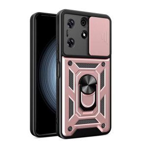 Defender műanyag telefonvédő (ütésállóság, szilikon belső, tartógyűrű, kameravédő) ROZÉARANY Tecno Spark 10 Pro
