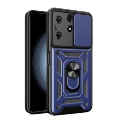   Defender műanyag telefonvédő (ütésállóság, szilikon belső, tartógyűrű, kameravédő) SÖTÉTKÉK Tecno Spark 10 Pro