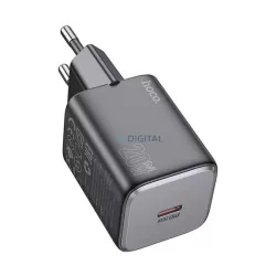   HOCO SPINNER hálózati töltő Type-C aljzat (20W, PD gyorstöltő 3.0) FEKETE