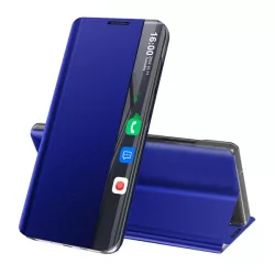   Tok álló, textil hatású (aktív FLIP, oldalra nyíló, asztali tartó, Smart View Cover) SÖTÉTKÉK Samsung Galaxy A55 5G (SM-A556)