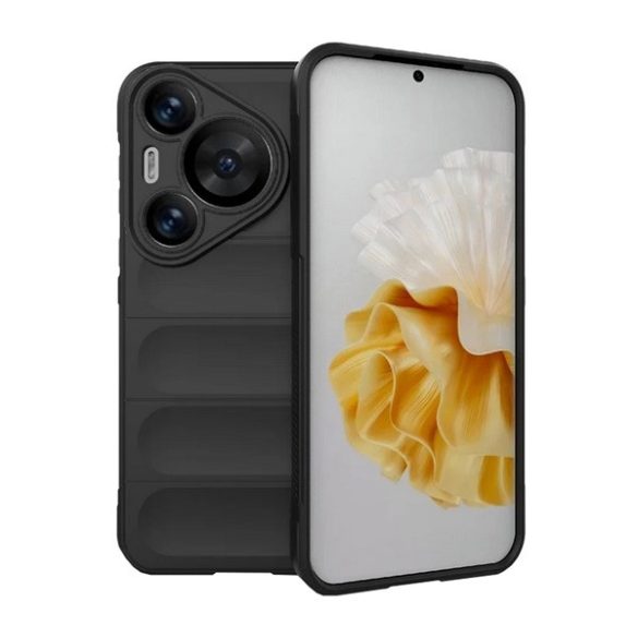 Szilikon telefonvédő (ütésállóság, kameravédő, 3D) FEKETE Huawei Pura 70 Pro