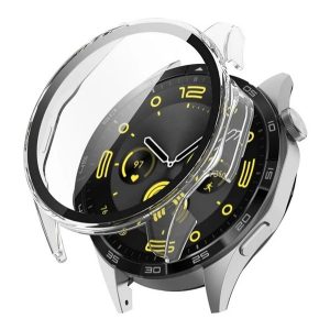 Műanyag keret (BUMPER, ütésállóság + kijelzővédő üveg) ÁTLÁTSZÓ Huawei Watch GT 4 46mm