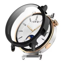   Műanyag keret (BUMPER, ütésállóság + kijelzővédő üveg) FEKETE Huawei Watch GT 4 41mm