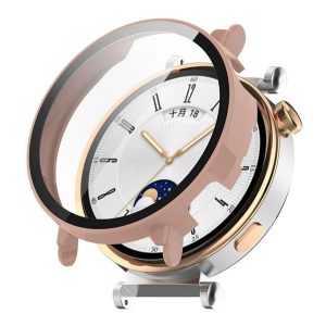 Műanyag keret (BUMPER, ütésállóság + kijelzővédő üveg) RÓZSASZÍN Huawei Watch GT 4 41mm